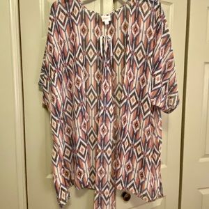 LuLaRoe Daphne Aztec Print Sheer Kimono Overlay